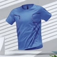 thumbnail image 3 of Camisetas deportivas para hombre, Camiseta deportiva para correr, bloque de Color, secado rápido, transpirable, manga corta, cuello redondo, camiseta activa para entrenamiento al aire libre, 3 of 5