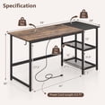 thumbnail image 3 of Costway 59"  Home Office Computer Desk Study Laptop Table Detachable Shelf Rustic, 3 of 10