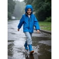 thumbnail image 2 of NEIKU Boys Girls Rain Jacket Lightweight Waterproof Hooded Raincoat Windbreakers for Kids NavyBlue 10-12Y, 2 of 6