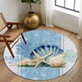 thumbnail image 2 of Round Rug 7Ft Washable Non-Slip, Blue Coastal Starfish Circle Area Rugs for Living Room Bedroom, Vintage Grey Nautical Coral Summer Indoor Floor Mats Carpet Runner for Home Decor Aesthetic, 2 of 8