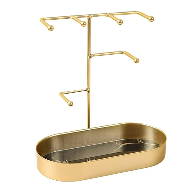 Soporte Organizador De Joyas Jinwen Bandeja De Almacenamiento De Llaves Pulsera Marmoleado De Oro