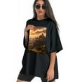 thumbnail image 3 of Plus Size Shirt for Women Black Tops for Women Oversized Short Sleeves Shirt for Women Castle (90） T Shirt Crewneck Shirt for Women L, 3 of 5