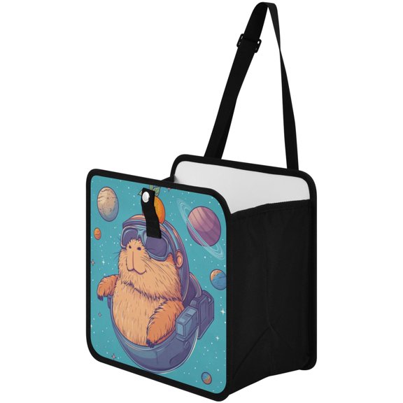 Qxltty Space Capybara Car Dumpster Collapsible Rear Seat Suspension Trash for Front Seat Center Console in Vehicle