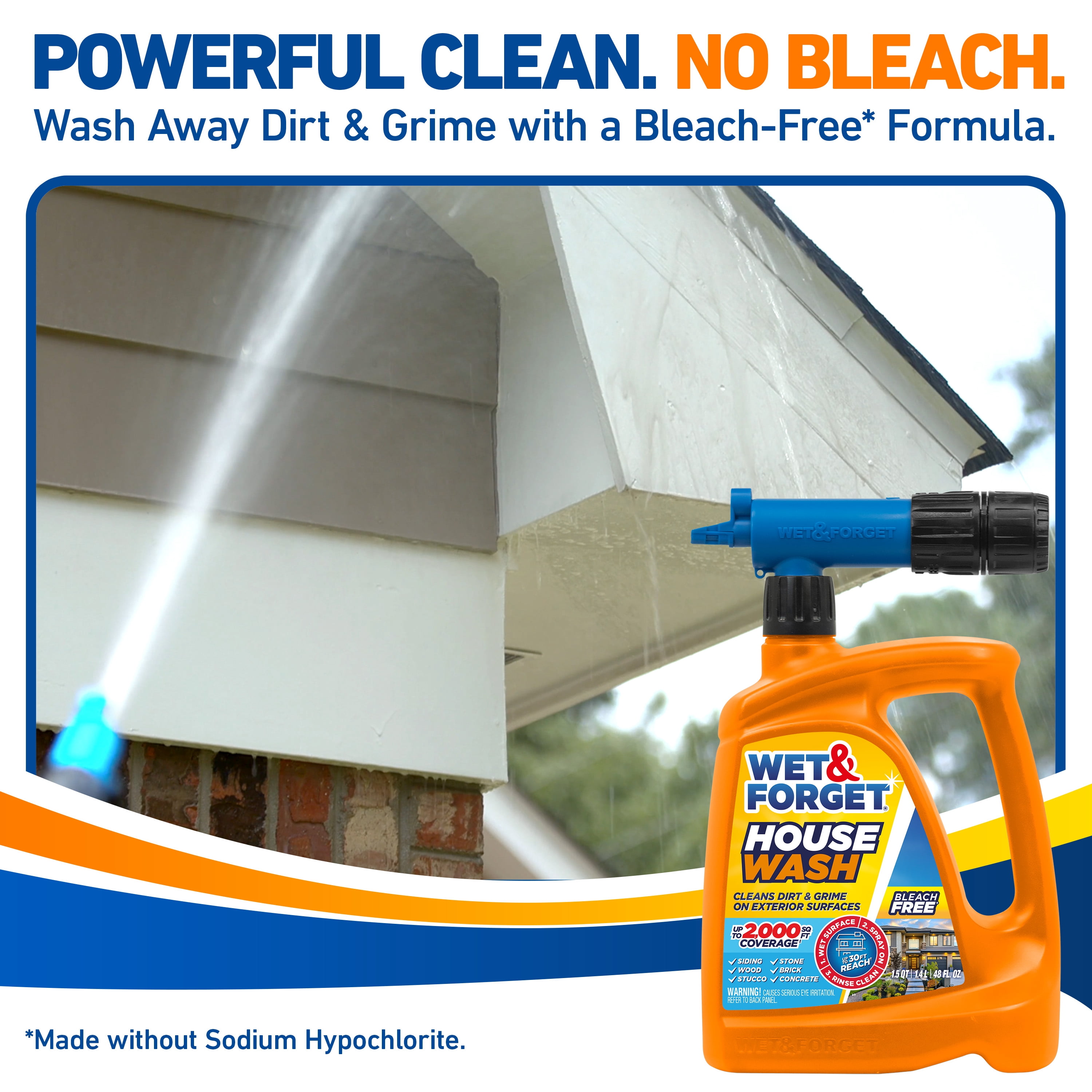 Wet & Forget House Wash Hose End Outdoor Cleaner, 48 oz