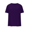 thumbnail image 3 of IROINNID Women's Round Neck Half Sleeve Loose Tops Solid Color Cotton Waist Short Sleeve Blouse,Summer Casual Tees,Fashion Basic Soft(Purple#1,), 3 of 5