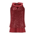 thumbnail image 4 of Nfurl Sequin Halter Tops for Women Evening Party Sleeveless Glitter Sparkly Tank Tops Dressy Casual Cocktail Night Out Club Clothes Red XL, 4 of 8