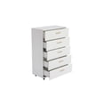 thumbnail image 6 of White 5-Drawer Dresser with Metal Handles Modern Storage Cabinet with 4 Swivel Wheels Scratch-Resistant Melamine Finish, 6 of 24