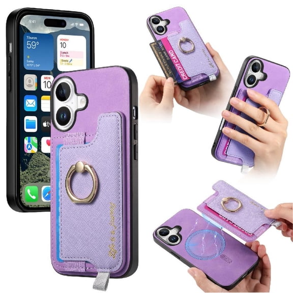 Case for iphone 17 Ring Stand Holder Magnetic Magsafe Compatible Wallet