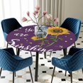 thumbnail image 5 of Elastic Fitted Round Tablecloth, Purple Sunshine Sunflower Waterproof Stretch Table Cover for 36"-44" Tables, Pastoral Bees Farmhouse Floral Washable Outdoor Tablecloths for Patio, Picnic, Camping, 5 of 9