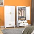 thumbnail image 1 of EROSOEI Metal Freestanding Armoire Wardrobe Clost With Hanging Rod and Drawers, 1 of 6