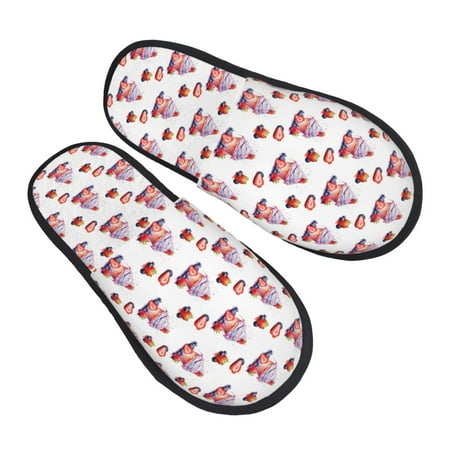 

JUNZAN Strawberry Blueberry Cream Cake Slippers for Women House Shoes Non Slip Indoor/Outdoor Pineapple And Cactus Designs-Large