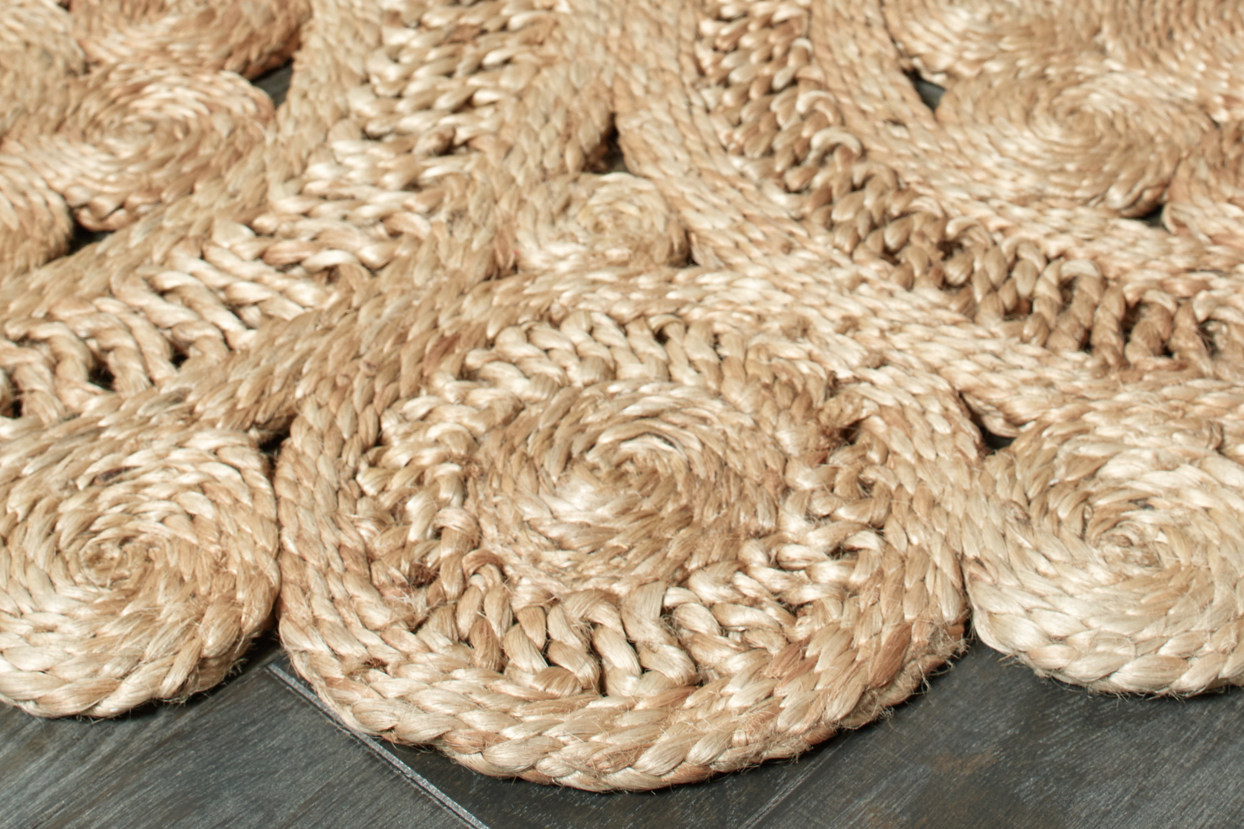 Harlow Hill Cora 8' Round Brown/Natural Solid Hand Braided Reversible Jute Indoor Area Rug
