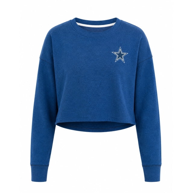 Sudadera Crop Top NFL para Mujer Manga Larga y Cuello Redondo Dallas Azul Talla G