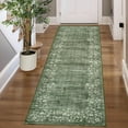 thumbnail image 2 of GlowSol 2'x6' Hallway Runner Rug Modern Floral Border Runners Rug Low Pile Non Slip Bedroom Rug Soft Accent Runner Rugs for Kitchen Laundry, Green, 2 of 8
