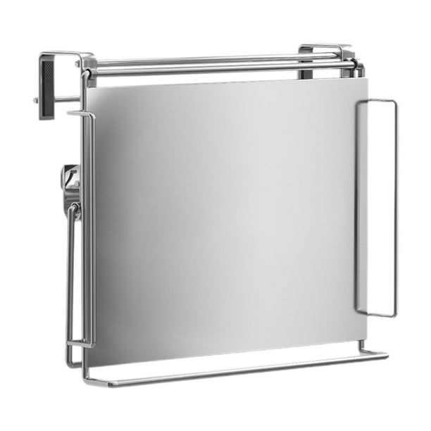 Organizador de ganchos para puerta de armario de cocina, de acero inoxidable, versátil. Plata