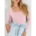 thumbnail image 2 of Womens Long Sleeve Shirts Crop Tops Basic Double Layering Tight Slim Fit T Shirts Winter Clothes 2024, 2 of 4