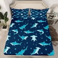 thumbnail image 2 of Feelyou Blue Shark Animal Twin Sheet Sets, Ocean Stars Child Bedding, 3pcs, 2 of 7
