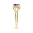 thumbnail image 3 of ANGARA Natural Tanzanite and Diamond Split Shank Ring in 14K Yellow Gold for Women (Size-7x5mm) | December Birthstone, Birthday, Anniversary, Jewelry Gift for Women | Natural Tanzanite Ring, 3 of 9