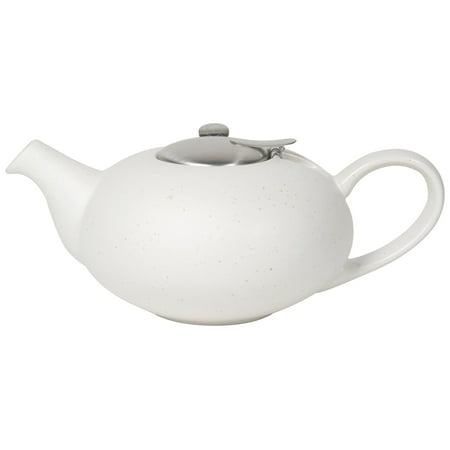 Now Designs London Pottery Pebble Teapot with Stainless Steel Infuser, 4 Cup Capacity, White