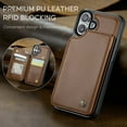 thumbnail image 6 of Mantto Case for iPhone 16 with Card Holder, Retro PU Leather RFID Blocking Credit Card Slots Double Magnetic Clasp Flip Kickstand Shockproof Phone Cover for iPhone 16,Brown, 6 of 9