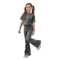 thumbnail image 6 of YOUYEDIAN 2 Piece Girls Sweatsuit Kids Short Sleeve Crewneck T Shirt Tops + Pants (Dark Gray, 13-14 Years), 6 of 8