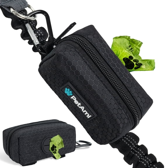 PetAmi Dog Poop Bag Holder Leash Attachment, Waste Bag Dispenser Pouch