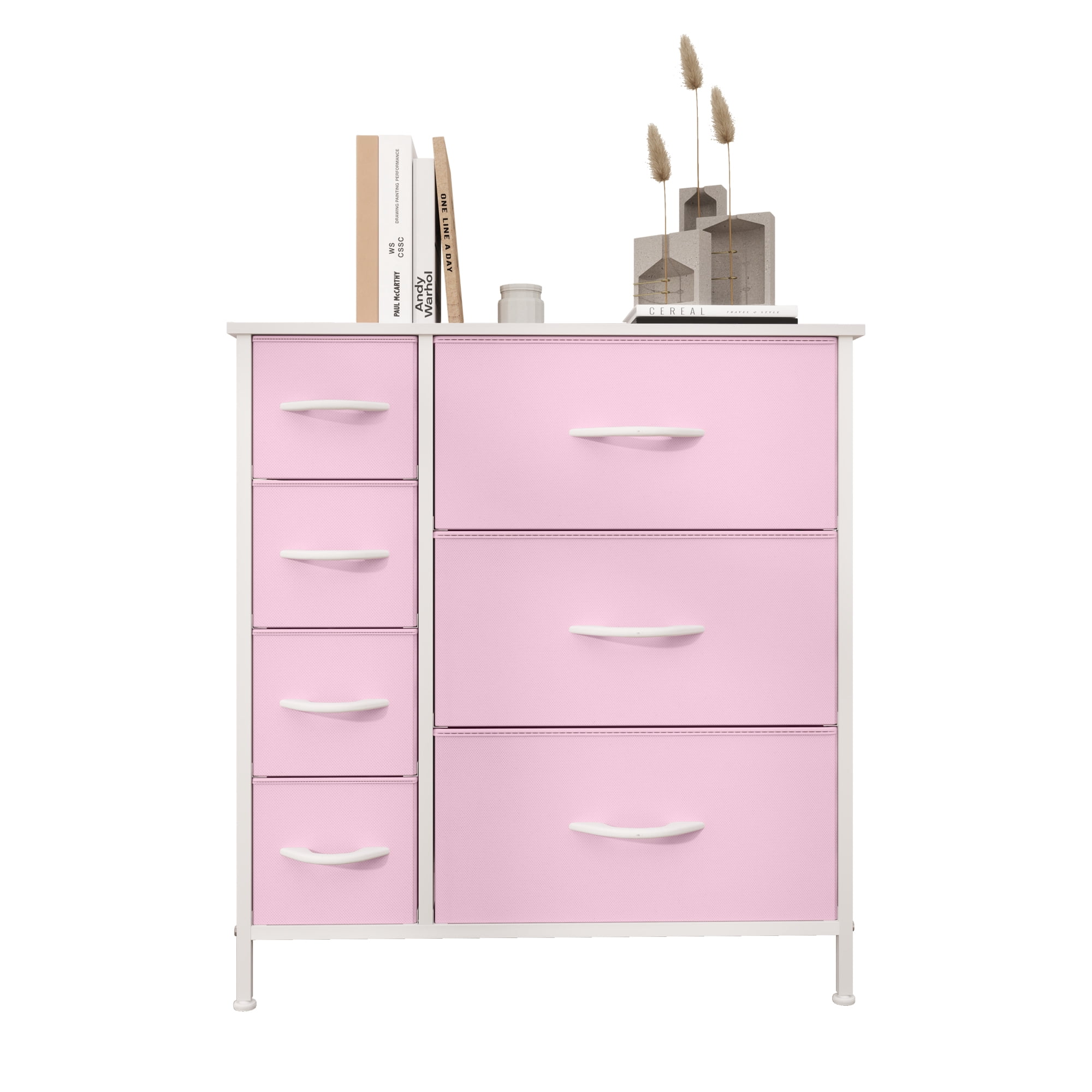 Uforic 7-Drawer Fabric Dresser, Pink Storage Organizer for & Closet, for Adults and Teens