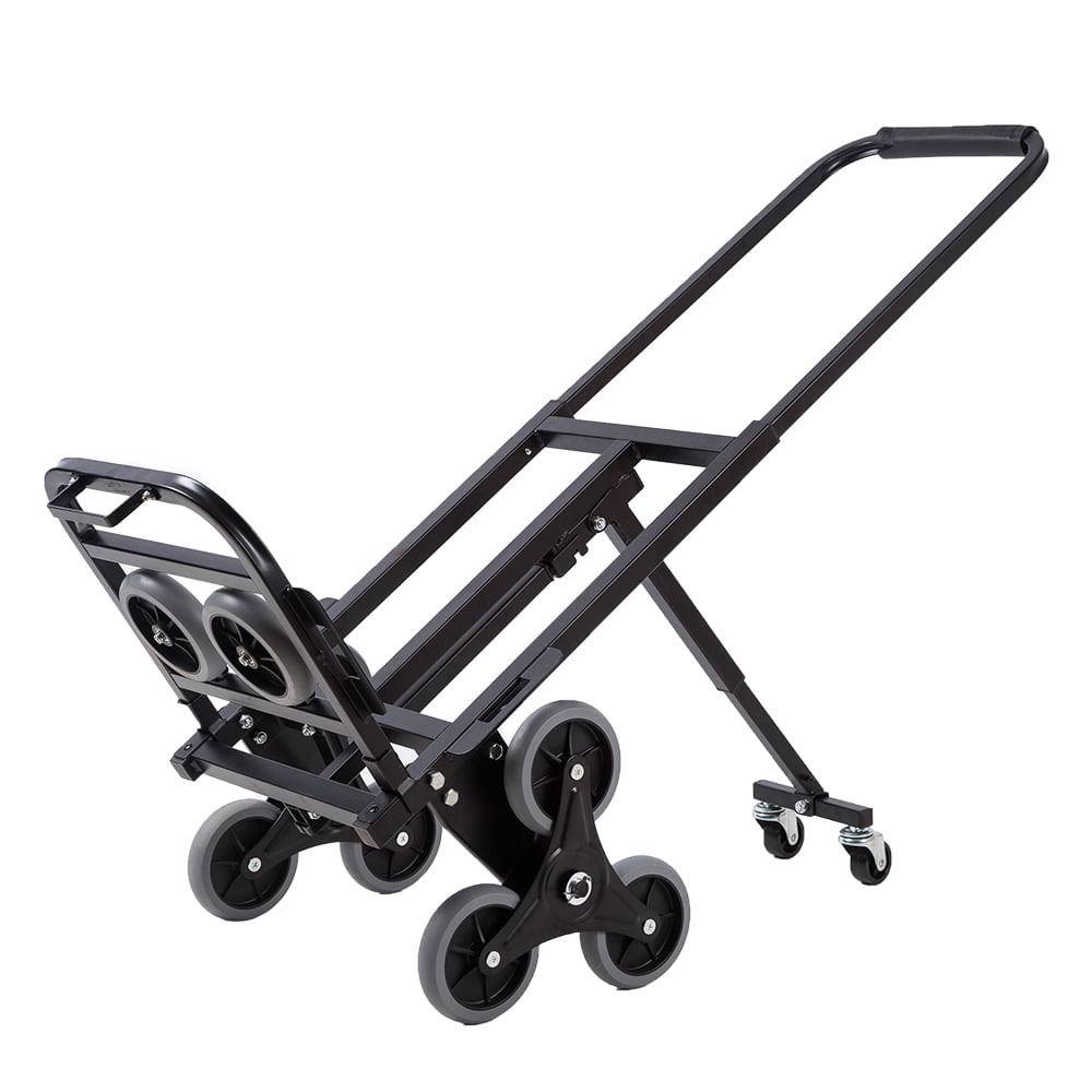 30 Inch Heavy Duty Hand Truck Portable Stair Climber Cart 440LBS Capacity for Upstairs Cargo Transportation,Black Rubber 3 Wheels /& Thickened Tube /& Anti-Scratching Mat