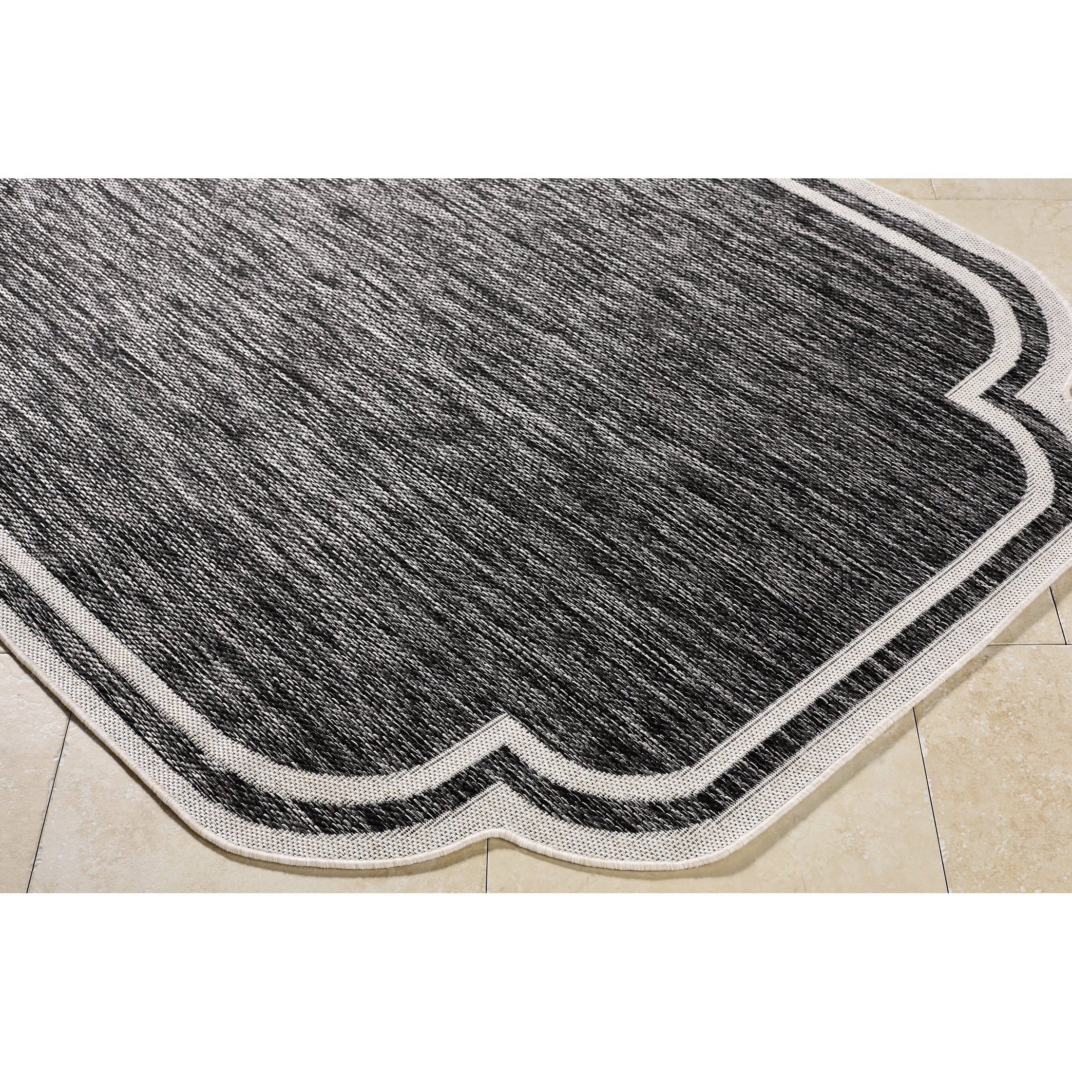 Livabliss Outdoor Rugs, 5x7 Miami Beach Traditional Black Area Rug for Patio, Porch, Deck, Backyard, Waterproof Indoor Outdoor Carpet (5'3" x 7')