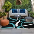 thumbnail image 2 of Turquoise Geometric Outdoor Rug for Patio/Deck/Porch, Non-Slip Large Area Rug 5 x 7 Ft, Modern Abstract Aesthetic Striped Art Indoor Outdoor Rugs Washable Area Rugs, Camping Rug Carpet Runner, 2 of 8