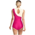 thumbnail image 5 of iixpin Womens Rhinestone Figure Skating Dance Bodysuit Hollow Out Mesh Patchwork One-piece Jumpsuit Hot Pink L, 5 of 6