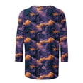 thumbnail image 4 of Ynynloco Women's Fall Shirts Halloween Crew Neck 3/4 Length Sleeve Pumpkin T-Shirts Thanksgiving Graphic Tee Tops, 4 of 5