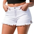 thumbnail image 2 of Zoofduhp Jean Shorts Womens,Leggings for Women,Spring/Summer Wash Vintage Worn Solid Beaded Edge Denim Shorts,Shorts for Women,Athletic Shorts for Women 1Pc Pant White M, 2 of 6