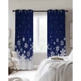 thumbnail image 2 of Blue Christmas Blackout Curtains for Bedroom, Thermal Insulated Window Treatment, Xmas Snowflakes Snow Winter Grommet Top Blackout Draperies and Drapes for Basement 27.5"x39" 2 Panels, 2 of 8
