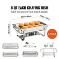 thumbnail image 3 of VEVOR Chafing Dish Buffet Set,8 Qt 4 Pack, Stainless Chafer with 4 Full Size Pans, Rectangle Catering Warmer Server with Lid Water Pan Folding Stand Fuel Tray Holder Spoon Clip, 3 of 10
