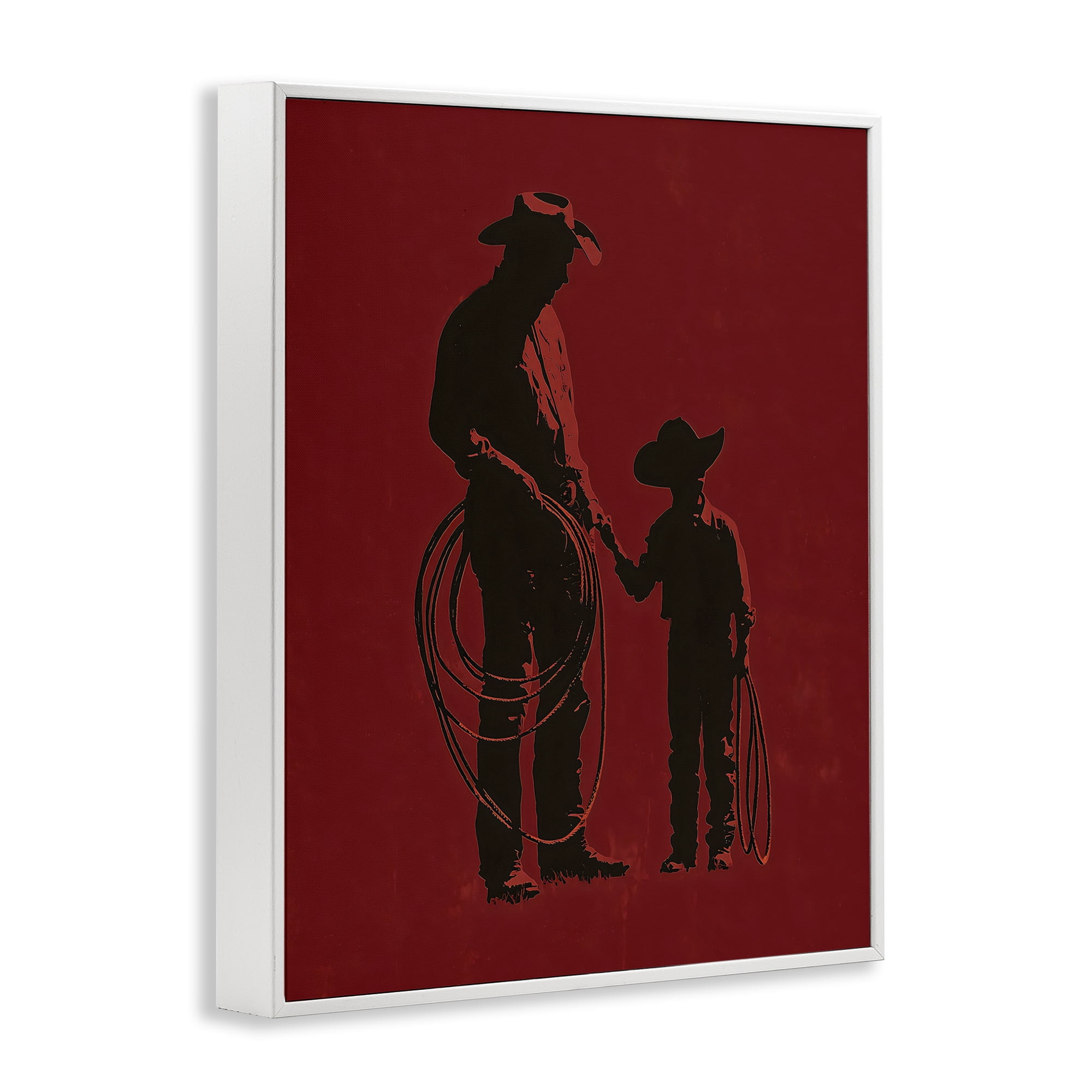 Burgundy Cowboy Father & Son White Framed Giclee Art, design by Arlington Prints