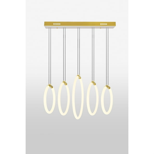 5 Light LED Chandelier with Satin Gold finish