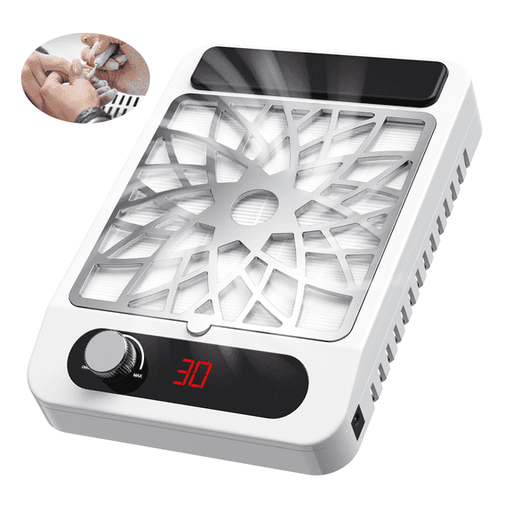 NISHCON Nail Dust Collector, 3700 PRM Dust Suction Vacuum Fan for Acrylic Nails Polishing with HEPA Filter for Salon Home Use