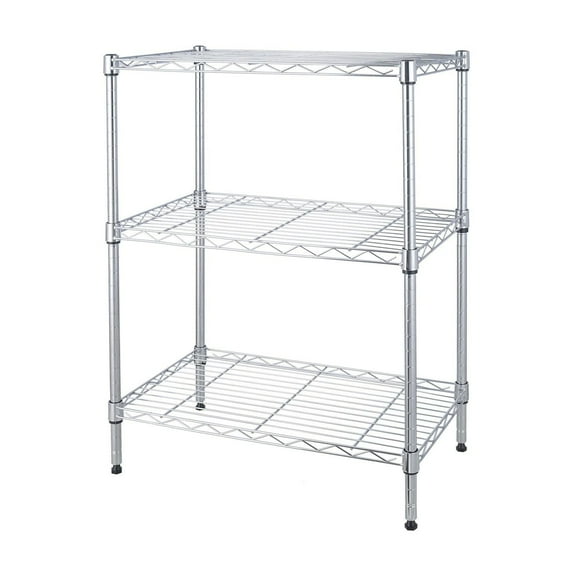 Mainstays Adjustable Storage Shelving, Loading Capacity 103lbs per Shelf, Chrome, 3-Tier