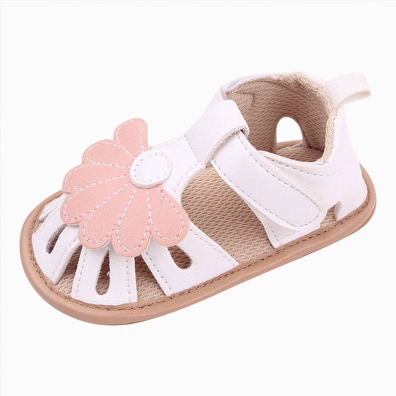 Ymyiu Toddler Stride Rite Sandals Kids Toddler Sandals for Boys Girls Summer Cork Footbed Slides Non-slip Comfort Suede Leather with Adjustable Straps for Indoor Outdoor Size 4(White, Infant 4)