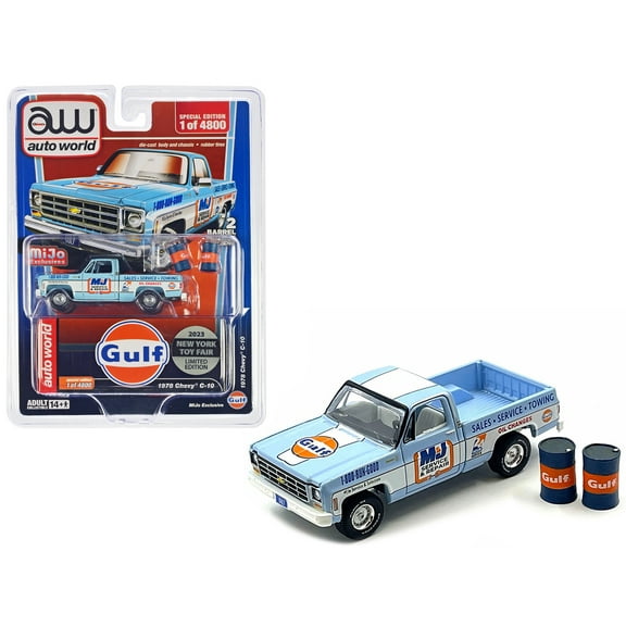 1978 Chevrolet C10 Truck Light Blue w/White Stripes w/Accessories Ltd Ed to 4800 pieces 1/64 Diecast Model Car by Auto World