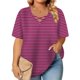 thumbnail image 5 of Tops de Manga Corta de Tamaño Más de las Mujeres, Blusas de Cuello en V Impresas de Verano de Moda para Uso Casual, Diario Y de Fiesta, 5 of 6