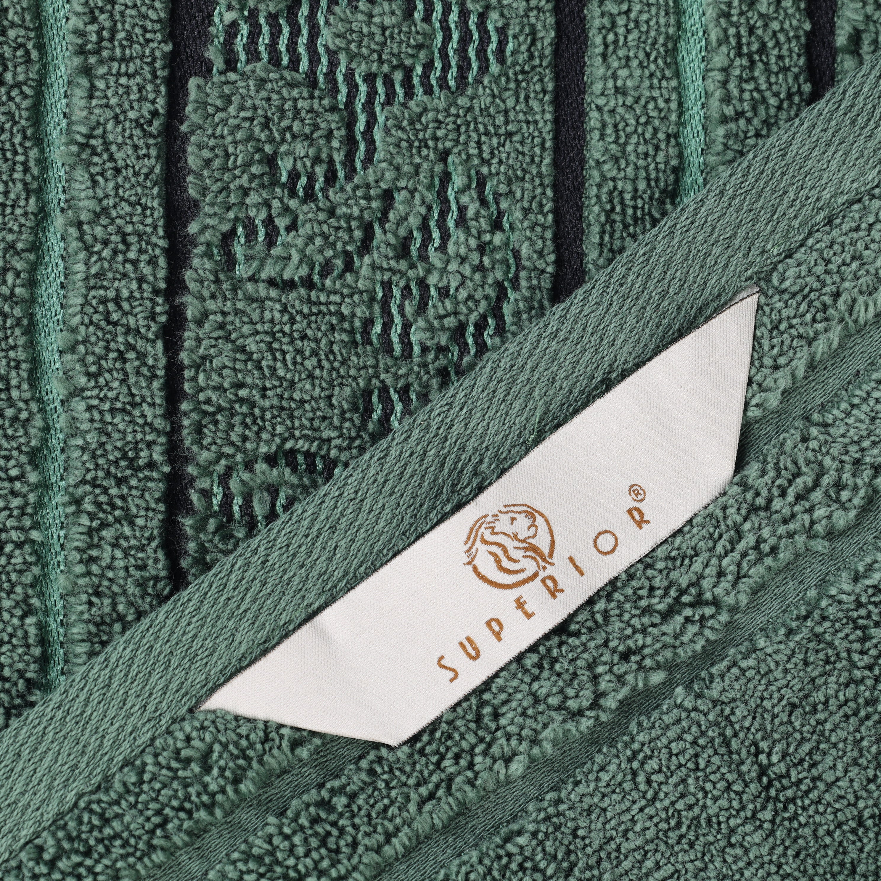 Superior Sadie Zero Twist Cotton Jacquard Hand Towel Set, Ultra Soft Towels, Forest Green