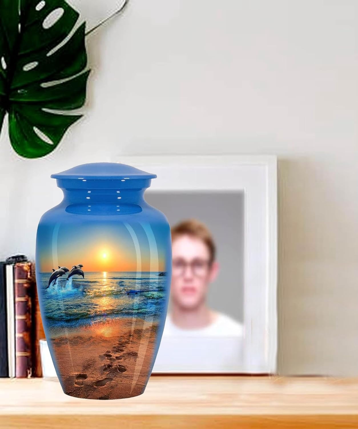 Dolphin Cremation Urn for Human Ashes Adult for Funeral, Burial & Home - Urns for Ashes Adult Memorials Urn Crafts - Large Urns & Cremation Urns for Divine Dolphins Size 10x6.5 in