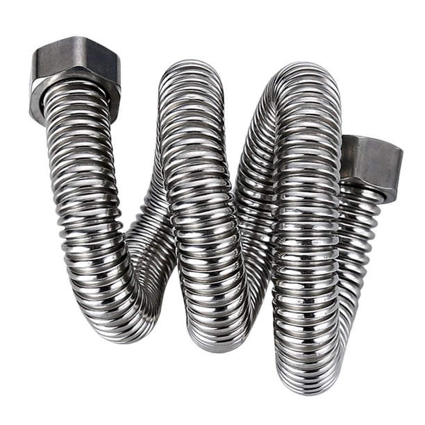 1 Manguera de acero inoxidable especial para calentador de agua, 4 puntos de entrada de agua, manguera de entrada de agua fría y caliente de doble extremo para uso doméstico (1,2 cm, plateada)