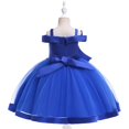 thumbnail image 4 of Girls Dresses Elegant Flower Embroidered Tulle Dress with Bow Off Shoulder Birthday Party Princess Gown, 4 of 5