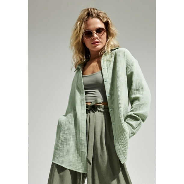 Blusa de mujer, camisas de manga larga de algodón, blusas casuales con cuello en V, blusas