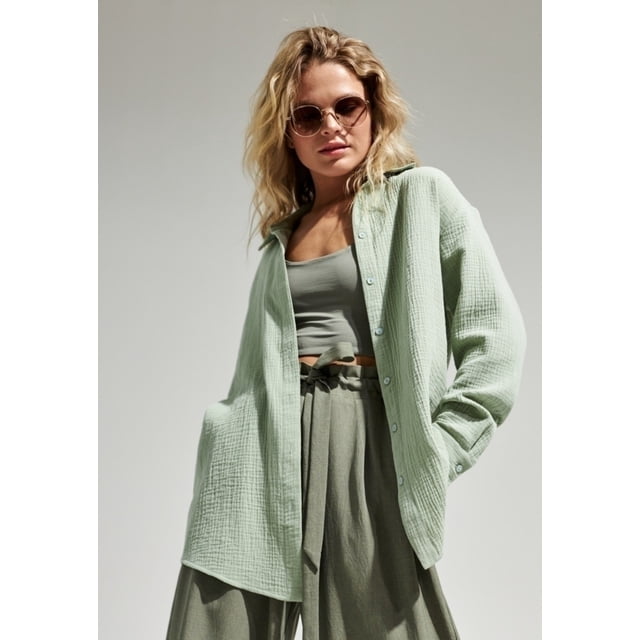 Blusa de mujer, camisas de manga larga de algodón, blusas casuales con cuello en V, blusas