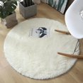 thumbnail image 2 of Large Plush Round Living Room Rug (White, Diameter 100 cm), 2 of 4