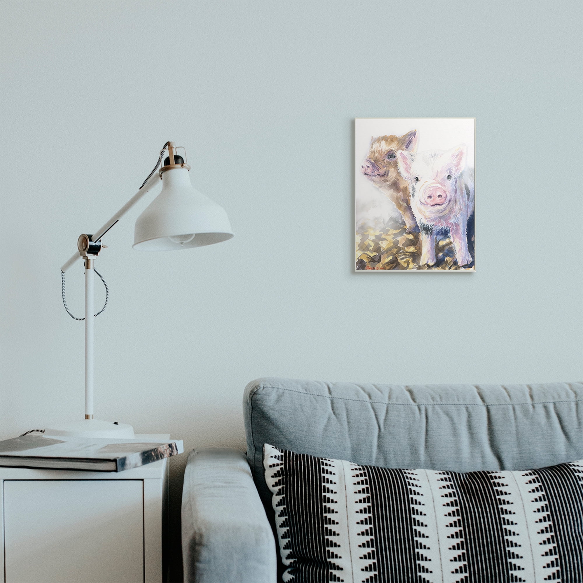 Stupell Industries Baby Piglets Smiling Adorable Farm Animals Wall Plaque, 10 x 15, Design by George Dyachenko